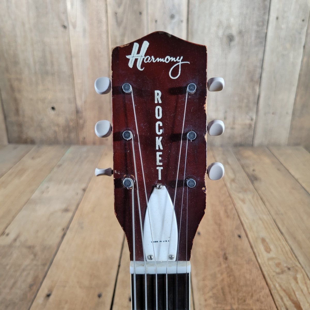 Harmony Rocket H53 Red with Bigsby with Floating Jazz Pickup - Nickel 1960s - Mahar's Vintage Guitars