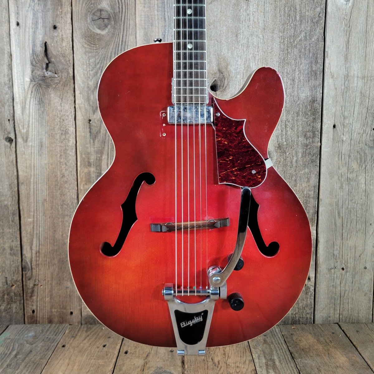 Harmony Rocket H53 Red with Bigsby with Floating Jazz Pickup - Nickel 1960s - Mahar's Vintage Guitars