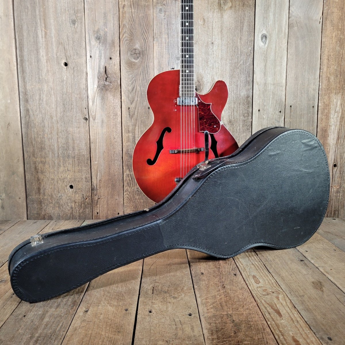 Harmony Rocket H53 Red with Bigsby with Floating Jazz Pickup - Nickel 1960s - Mahar's Vintage Guitars