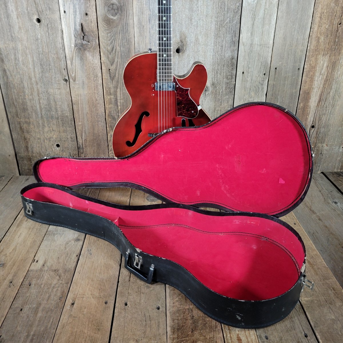 Harmony Rocket H53 Red with Bigsby with Floating Jazz Pickup - Nickel 1960s - Mahar's Vintage Guitars