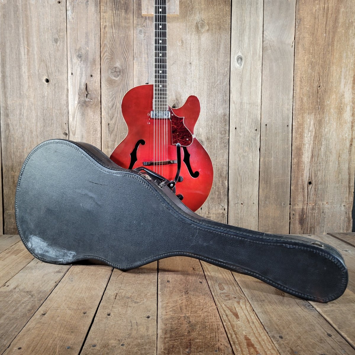 Harmony Rocket H53 Red with Bigsby with Floating Jazz Pickup - Nickel 1960s - Mahar's Vintage Guitars