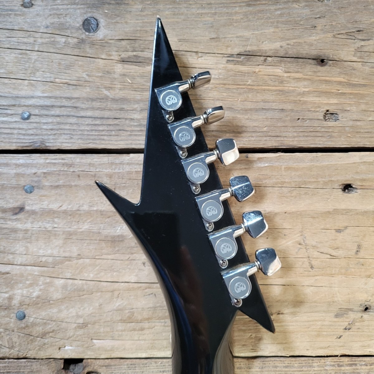 Hondo Death Dagger H - 1 1980s with original chip board case - Black - Mahar's Vintage Guitars