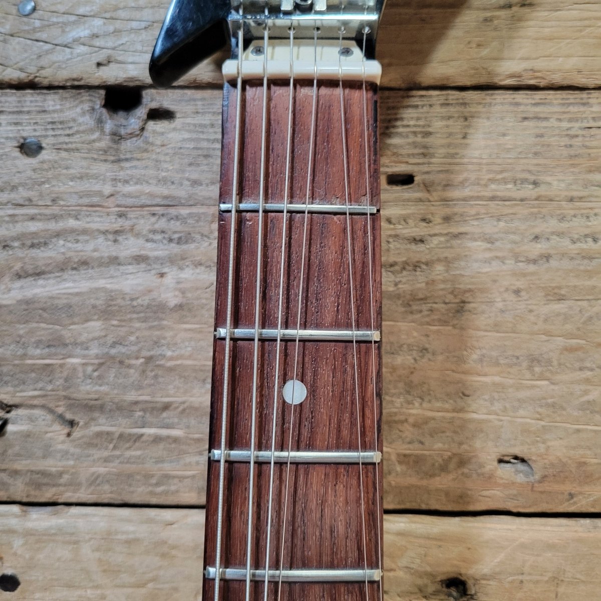 Hondo Death Dagger H - 1 1980s with original chip board case - Black - Mahar's Vintage Guitars