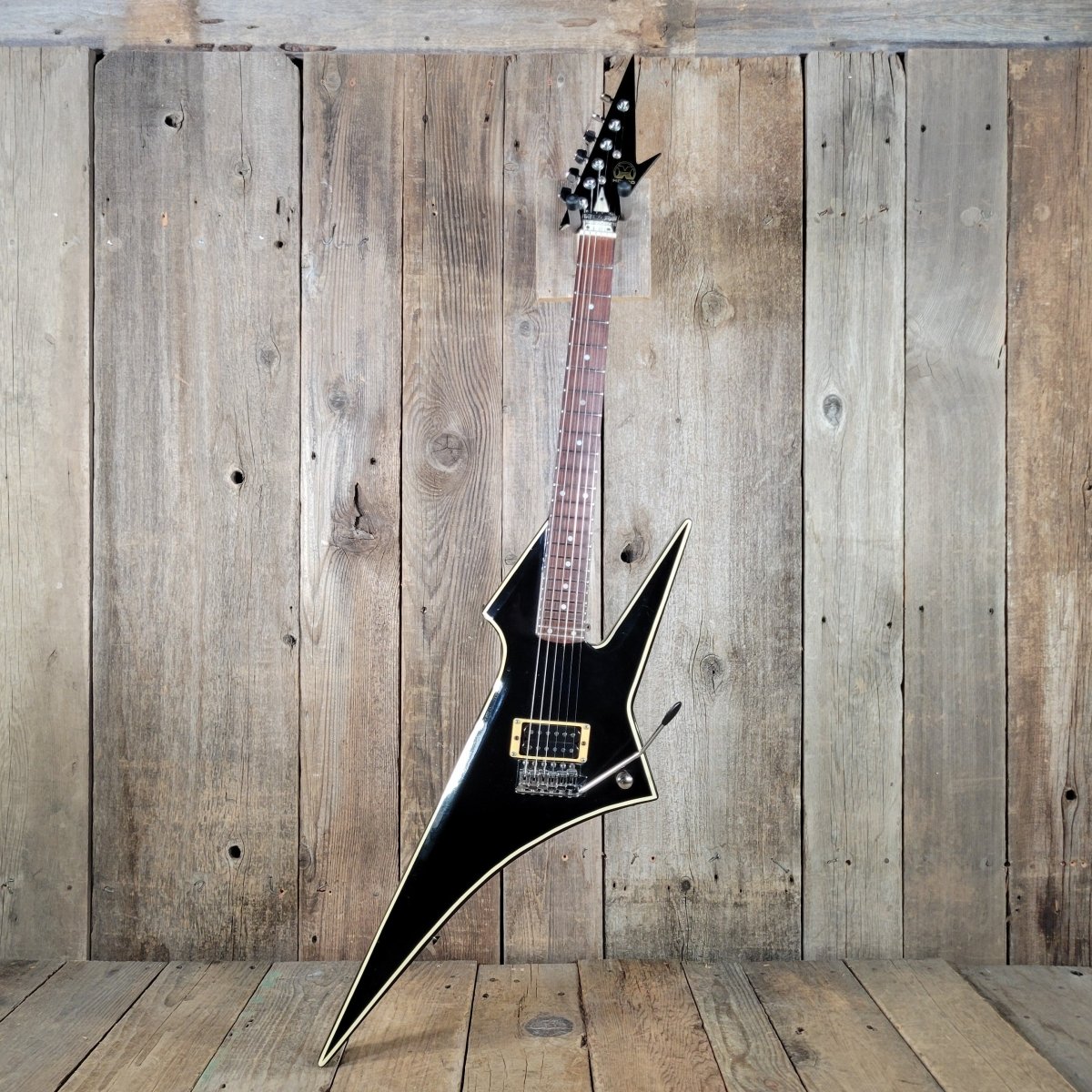 Hondo Death Dagger H - 1 1980s with original chip board case - Black - Mahar's Vintage Guitars