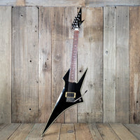 Hondo Death Dagger H - 1 1980s with original chip board case - Black - Mahar's Vintage Guitars