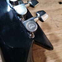 Hondo Death Dagger H - 1 1980s with original chip board case - Black - Mahar's Vintage Guitars