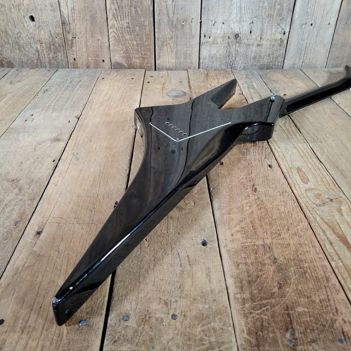 Hondo Death Dagger H - 1 1980s with original chip board case - Black - Mahar's Vintage Guitars