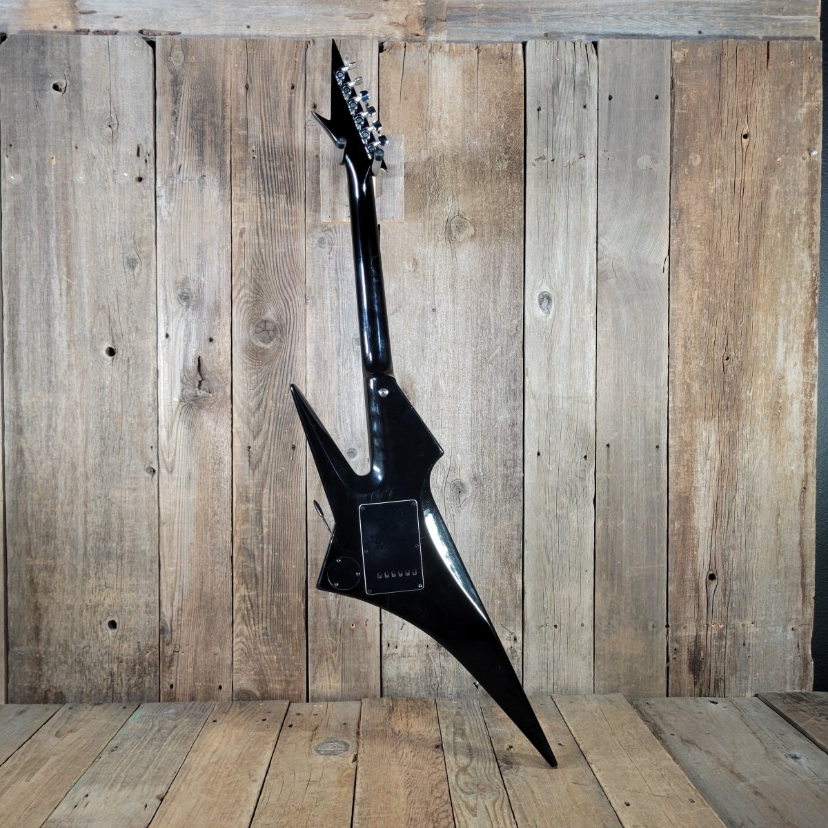 Hondo Death Dagger H - 1 1980s with original chip board case - Black - Mahar's Vintage Guitars