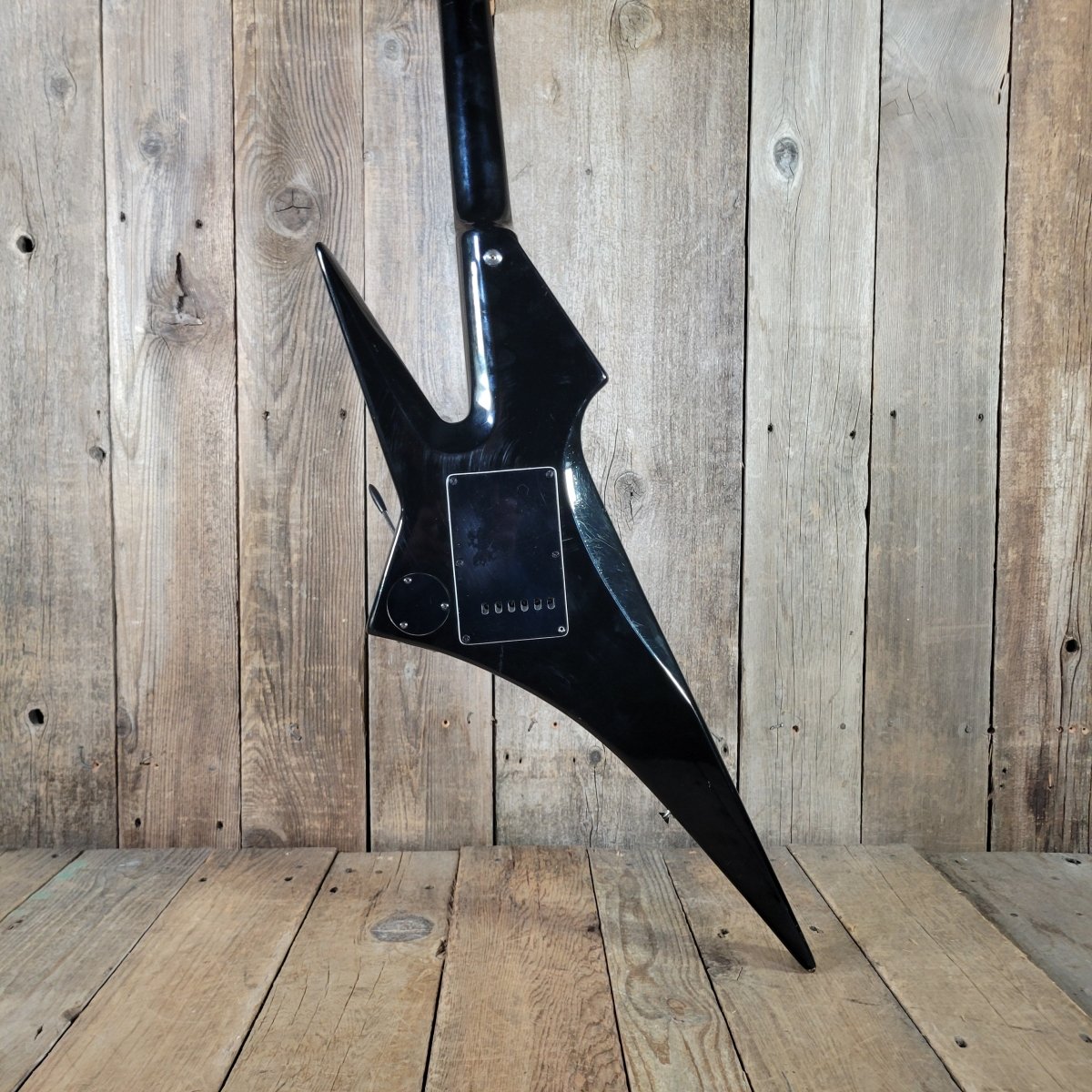 Hondo Death Dagger H - 1 1980s with original chip board case - Black - Mahar's Vintage Guitars