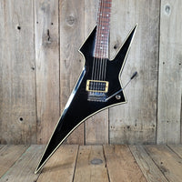 Hondo Death Dagger H - 1 1980s with original chip board case - Black - Mahar's Vintage Guitars