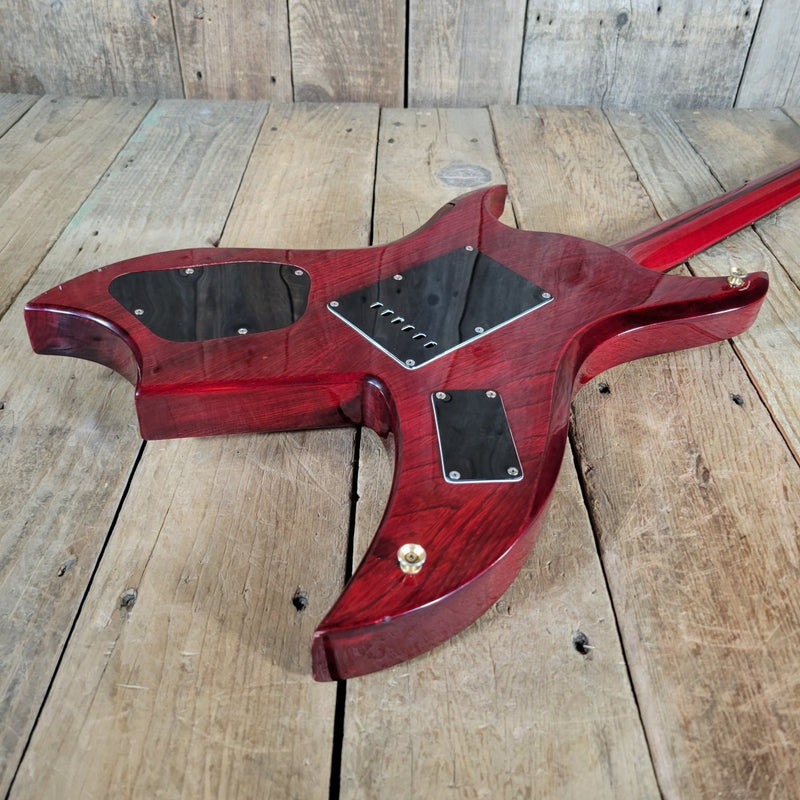 Hondo Formula 1 H - 785 Electric Guitar – 1980s Transparent Red, 24 - Fret Super Strat Style - Mahar's Vintage Guitars