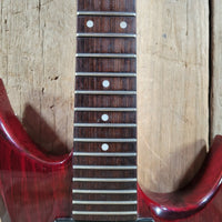 Hondo Formula 1 H - 785 Electric Guitar – 1980s Transparent Red, 24 - Fret Super Strat Style - Mahar's Vintage Guitars
