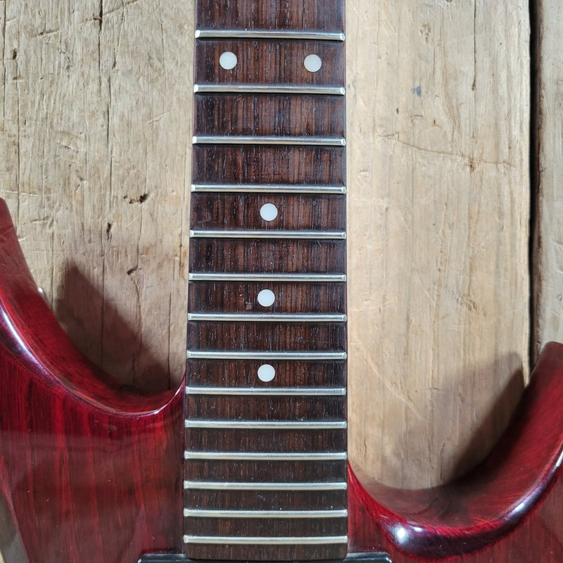 Hondo Formula 1 H - 785 Electric Guitar – 1980s Transparent Red, 24 - Fret Super Strat Style - Mahar's Vintage Guitars
