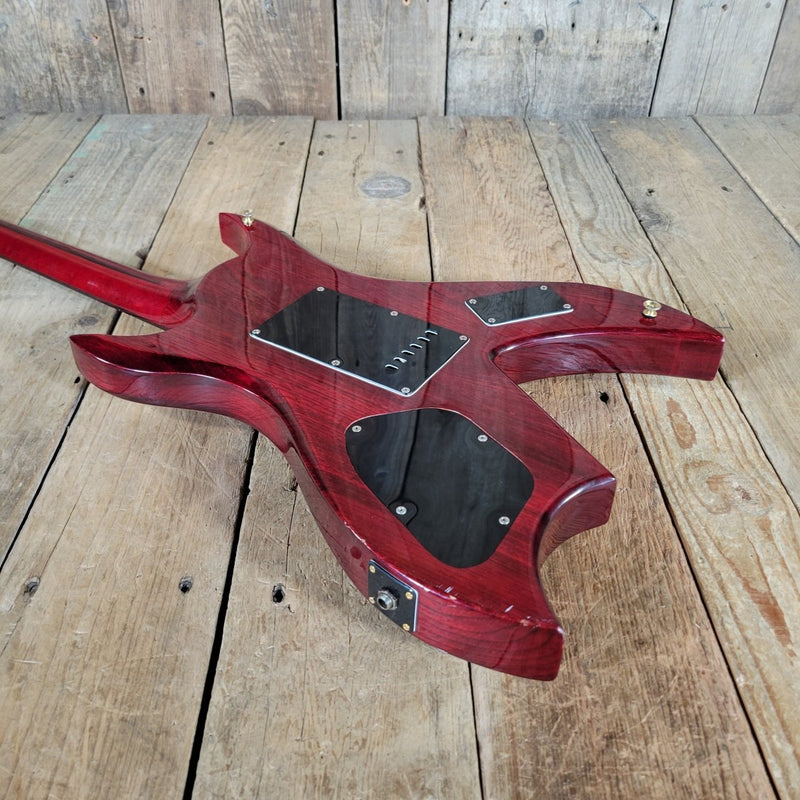 Hondo Formula 1 H - 785 Electric Guitar – 1980s Transparent Red, 24 - Fret Super Strat Style - Mahar's Vintage Guitars