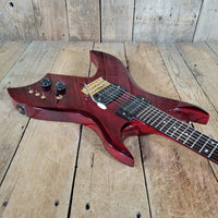 Hondo Formula 1 H - 785 Electric Guitar – 1980s Transparent Red, 24 - Fret Super Strat Style - Mahar's Vintage Guitars