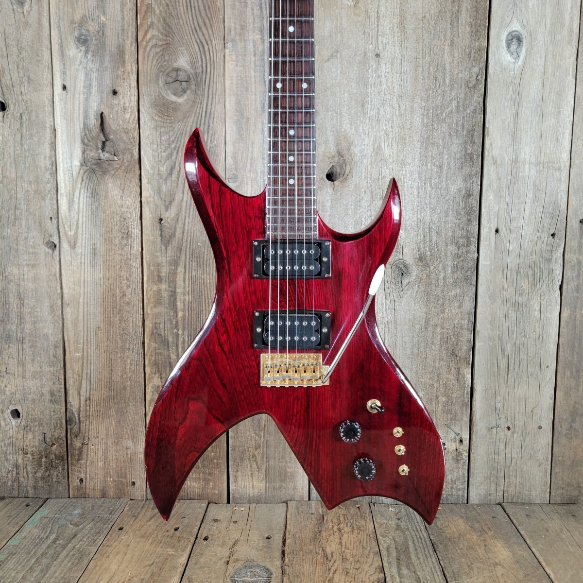 Hondo Formula 1 H - 785 Electric Guitar – 1980s Transparent Red, 24 - Fret Super Strat Style - Mahar's Vintage Guitars