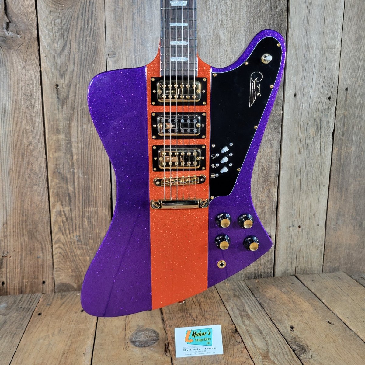 Kauer Banshee Custom Firebird Tangelo Purple Flake 3PU NM - Mahar's Vintage Guitars