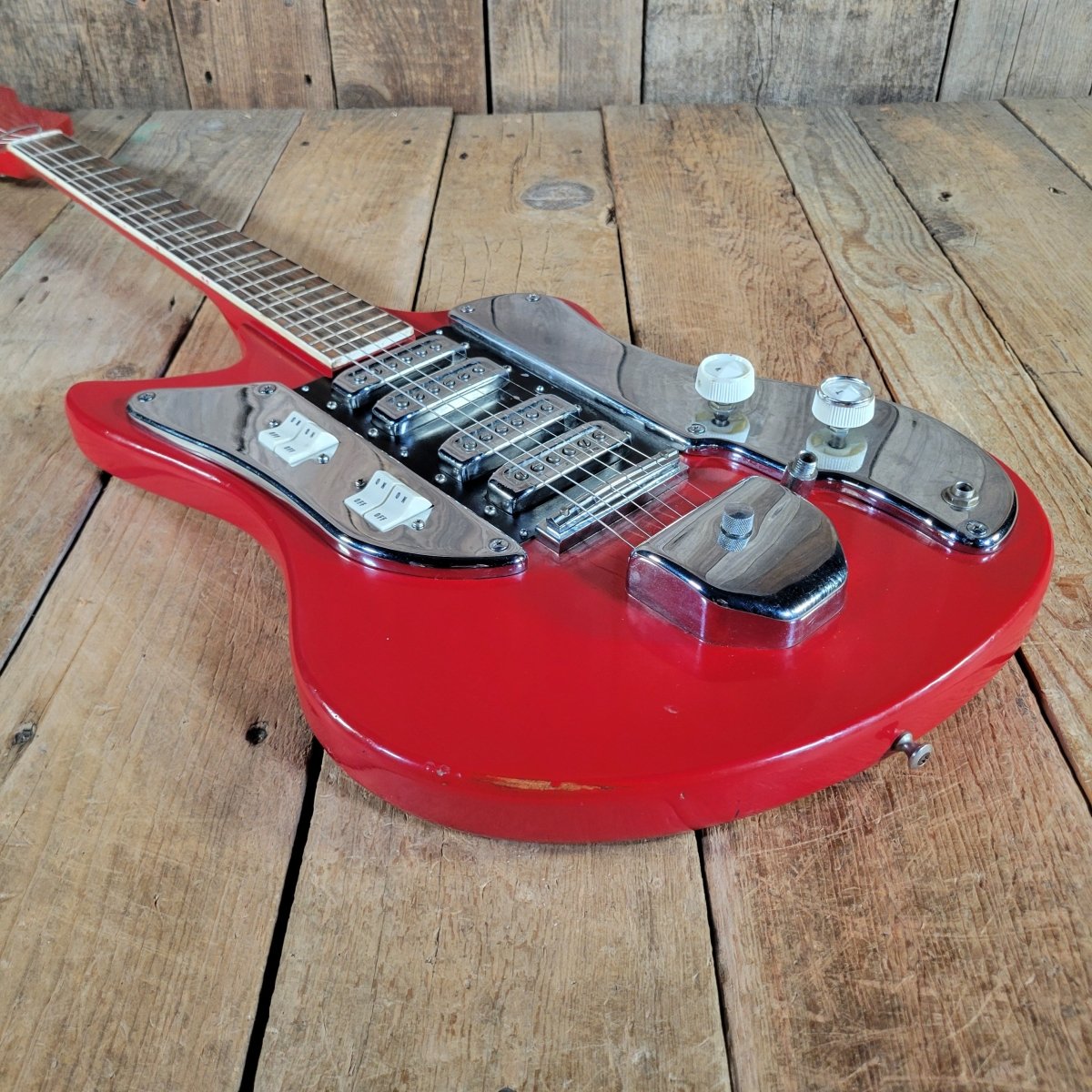 Kawai S-180 1964–1967 Red Like Teisco SS-4L Hound Dog Taylor Electric Guitar, No Case - Mahar's Vintage Guitars