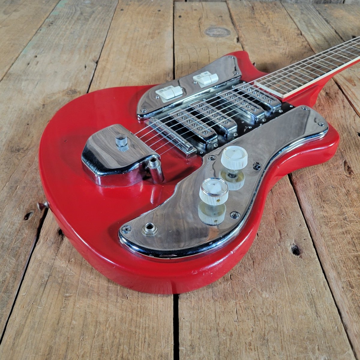 Kawai S-180 1964–1967 Red Like Teisco SS-4L Hound Dog Taylor Electric Guitar, No Case - Mahar's Vintage Guitars