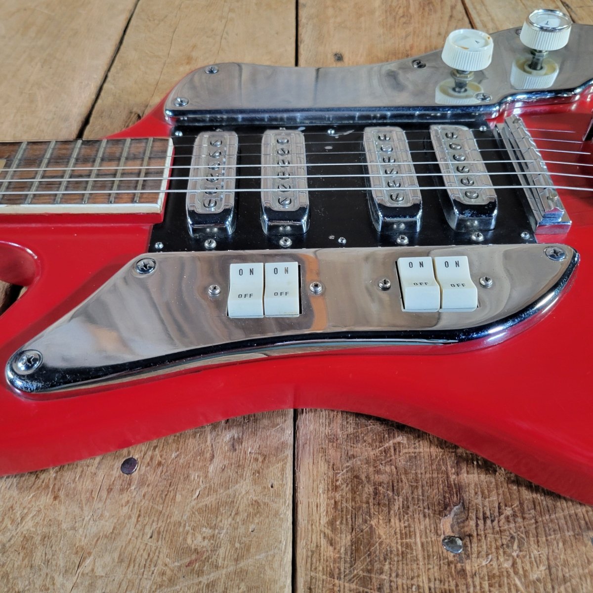 Kawai S-180 1964–1967 Red Like Teisco SS-4L Hound Dog Taylor Electric Guitar, No Case - Mahar's Vintage Guitars