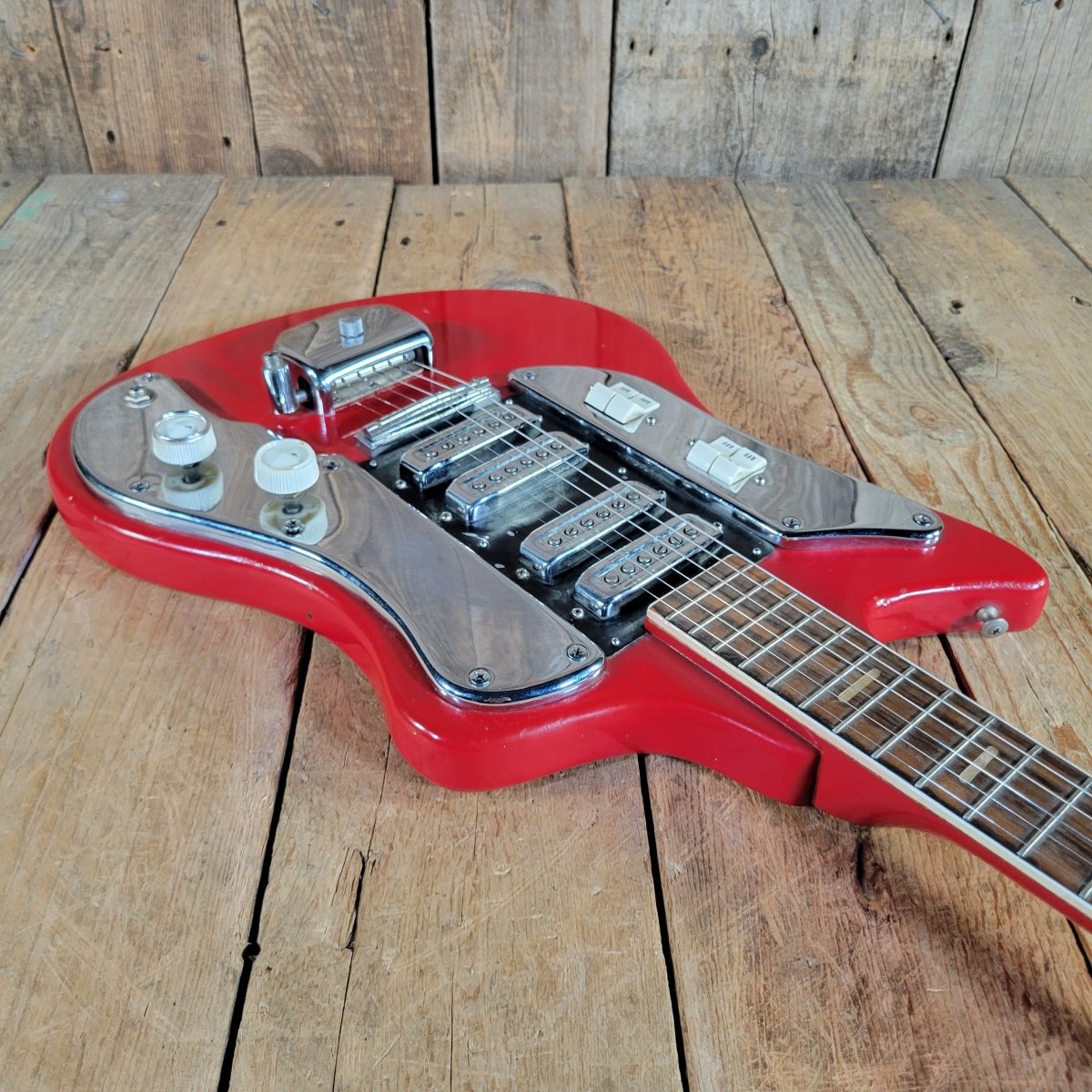 Kawai S-180 1964–1967 Red Like Teisco SS-4L Hound Dog Taylor Electric Guitar, No Case - Mahar's Vintage Guitars