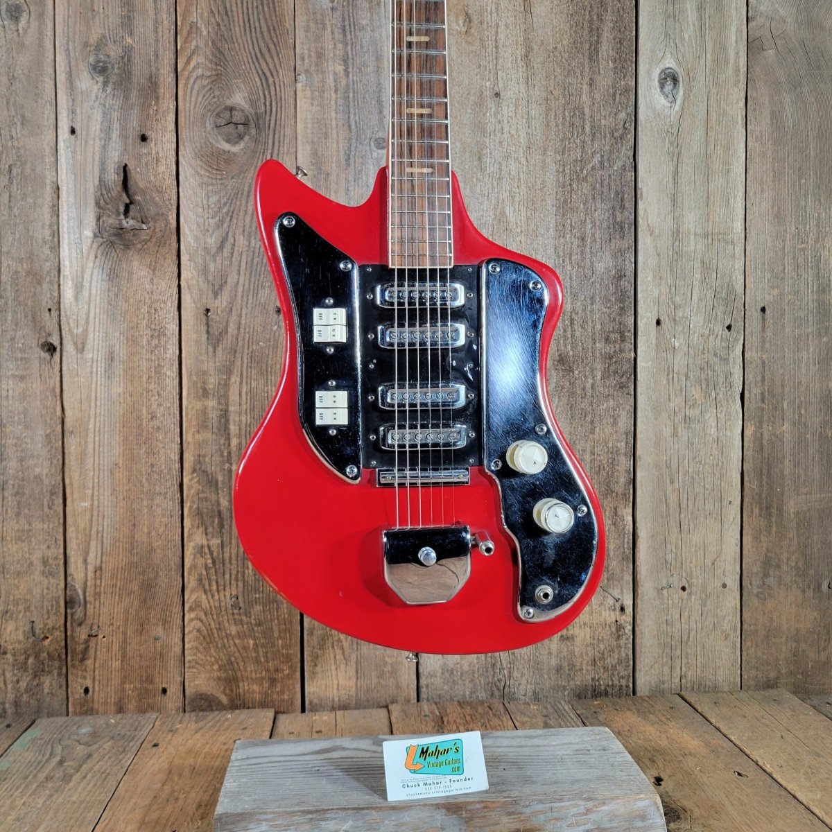 Kawai S-180 1964–1967 Red Like Teisco SS-4L Hound Dog Taylor Electric Guitar, No Case - Mahar's Vintage Guitars