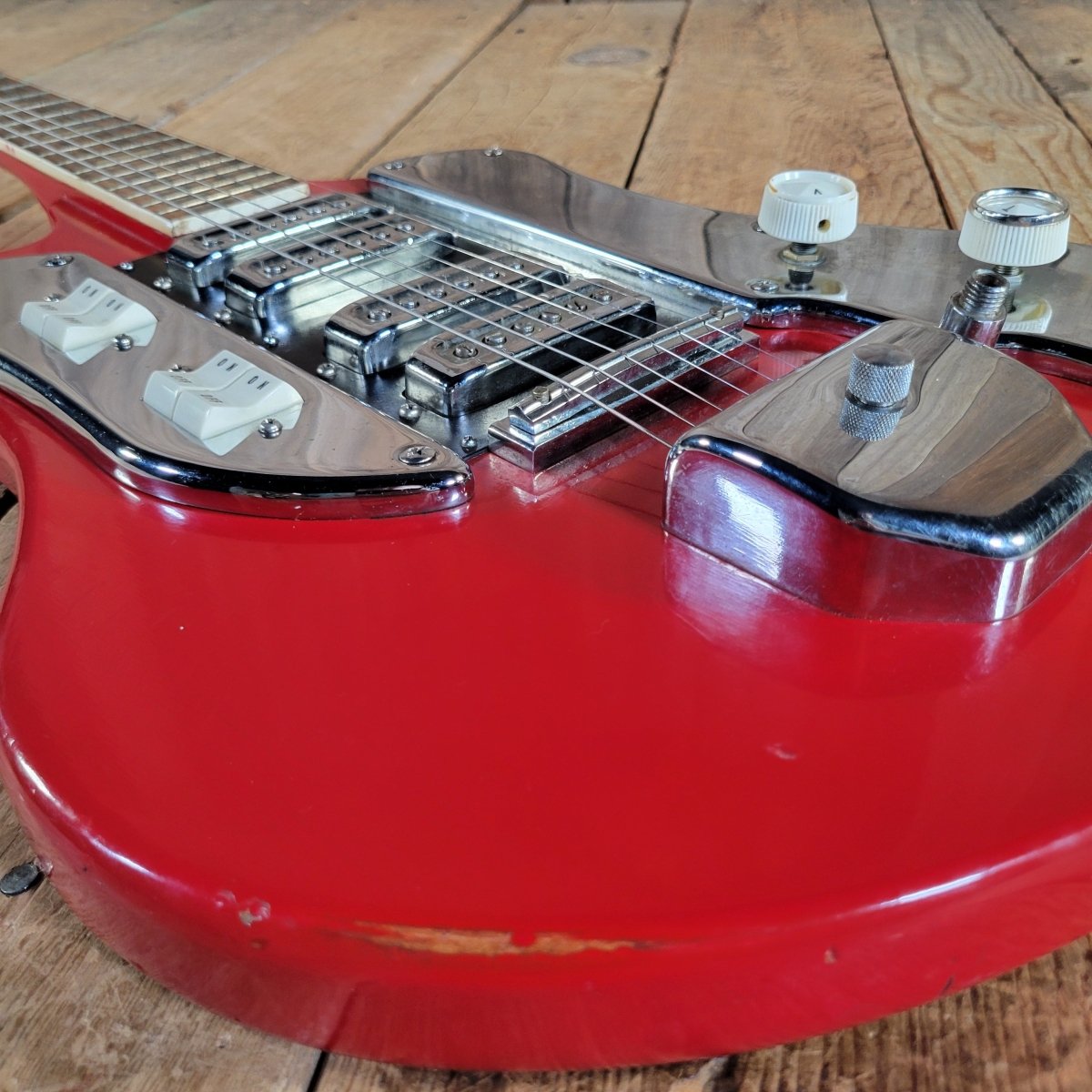 Kawai S-180 1964–1967 Red Like Teisco SS-4L Hound Dog Taylor Electric Guitar, No Case - Mahar's Vintage Guitars