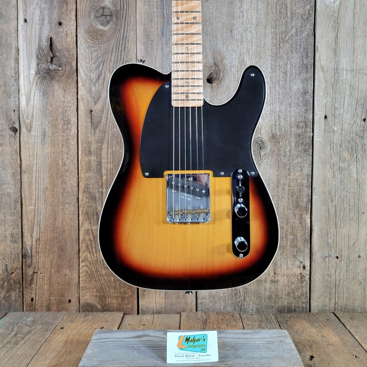 Logan Tele Custom (Esquire) Sunburst Figured Maple Neck Double Bound w/Tweed Hard Case, Excellent - Mahar's Vintage Guitars