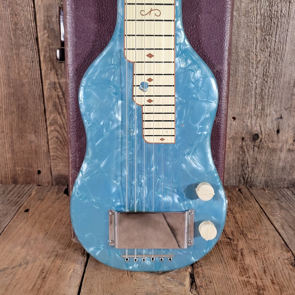 Magnatone 1951 Blue Pearloid MOTS Lap Steel w/ Case - Mahar's Vintage Guitars