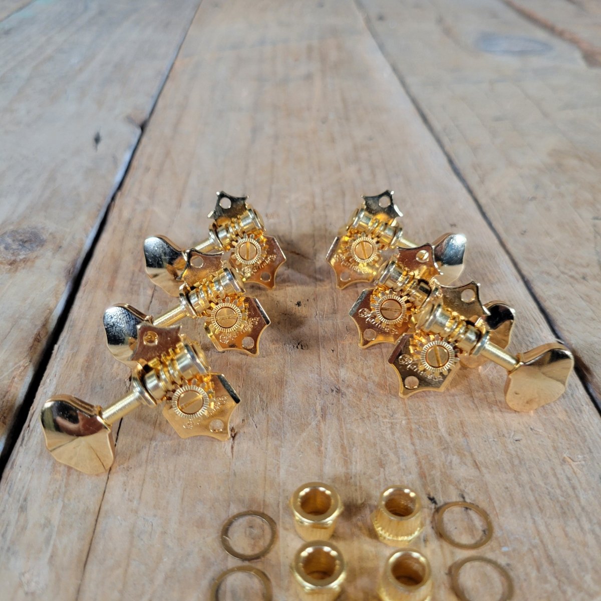 Martin 3+3 Gold Open Gear Tuners NOS w/ Screws & Bushings - Mahar's Vintage Guitars