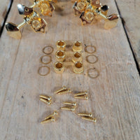 Martin 3+3 Gold Open Gear Tuners NOS w/ Screws & Bushings - Mahar's Vintage Guitars