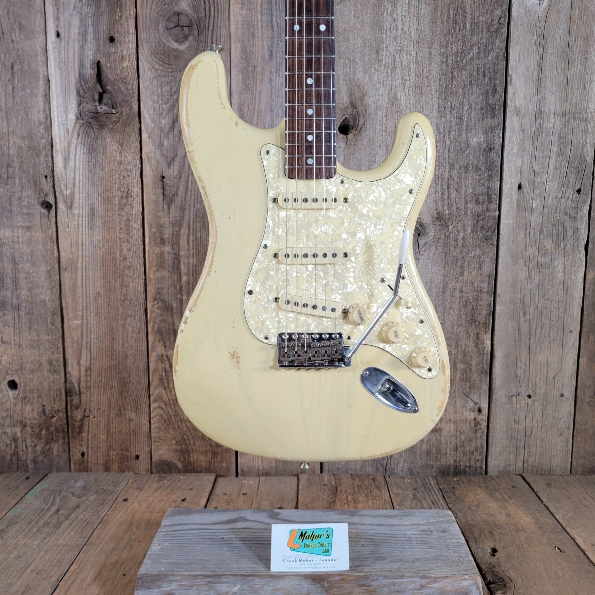MJT 2010 Relic Strat Parts-Caster Olympic White Relic w/Mono Gig Bag, Very Good - Mahar's Vintage Guitars