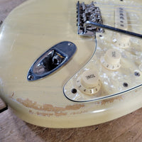 MJT 2010 Relic Strat Parts-Caster Olympic White Relic w/Mono Gig Bag, Very Good - Mahar's Vintage Guitars