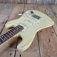 MJT 2010 Relic Strat Parts-Caster Olympic White Relic w/Mono Gig Bag, Very Good - Mahar's Vintage Guitars