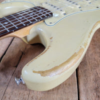 MJT 2010 Relic Strat Parts-Caster Olympic White Relic w/Mono Gig Bag, Very Good - Mahar's Vintage Guitars