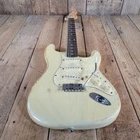 MJT 2010 Relic Strat Parts-Caster Olympic White Relic w/Mono Gig Bag, Very Good - Mahar's Vintage Guitars