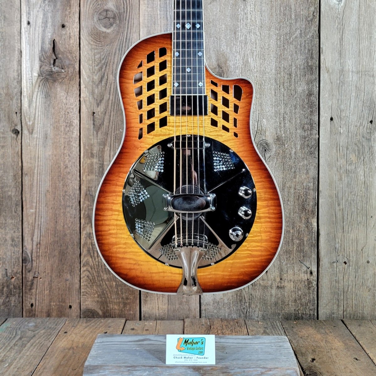 National 2016 Solid Rocket Resonator Sunburst Maple Hot Plate Near Mint - Mahar's Vintage Guitars