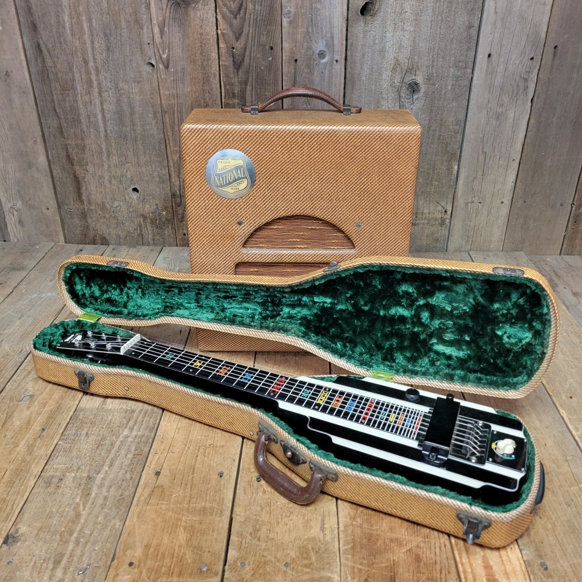 National New Yorker Lap Steel and Model 75 Tweed Amplifier Set 1940 - Mahar's Vintage Guitars