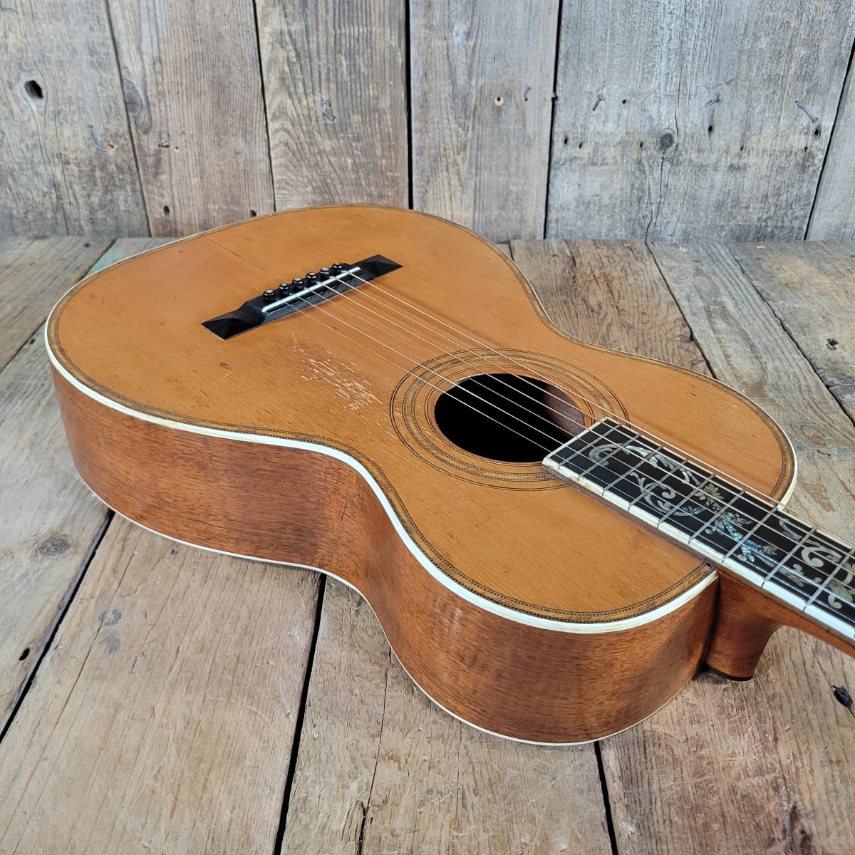 Pagani Bros Single 0 Size Solid Wood Acoustic early 1900s W/Hard Case Parlor guitar - Mahar's Vintage Guitars