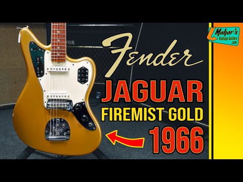 Fender Jaguar Firemist Gold 1966 Complete with Hang Tag Slab Board Dots and Binding 1966