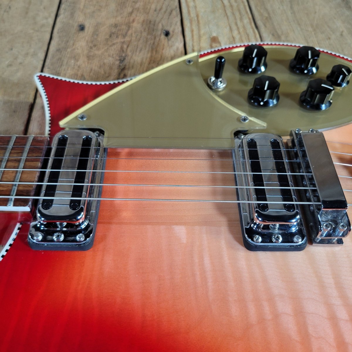 Rickenbacker 2023 660 6 String Fireglo Flamed, Original Case Near Mint - Mahar's Vintage Guitars