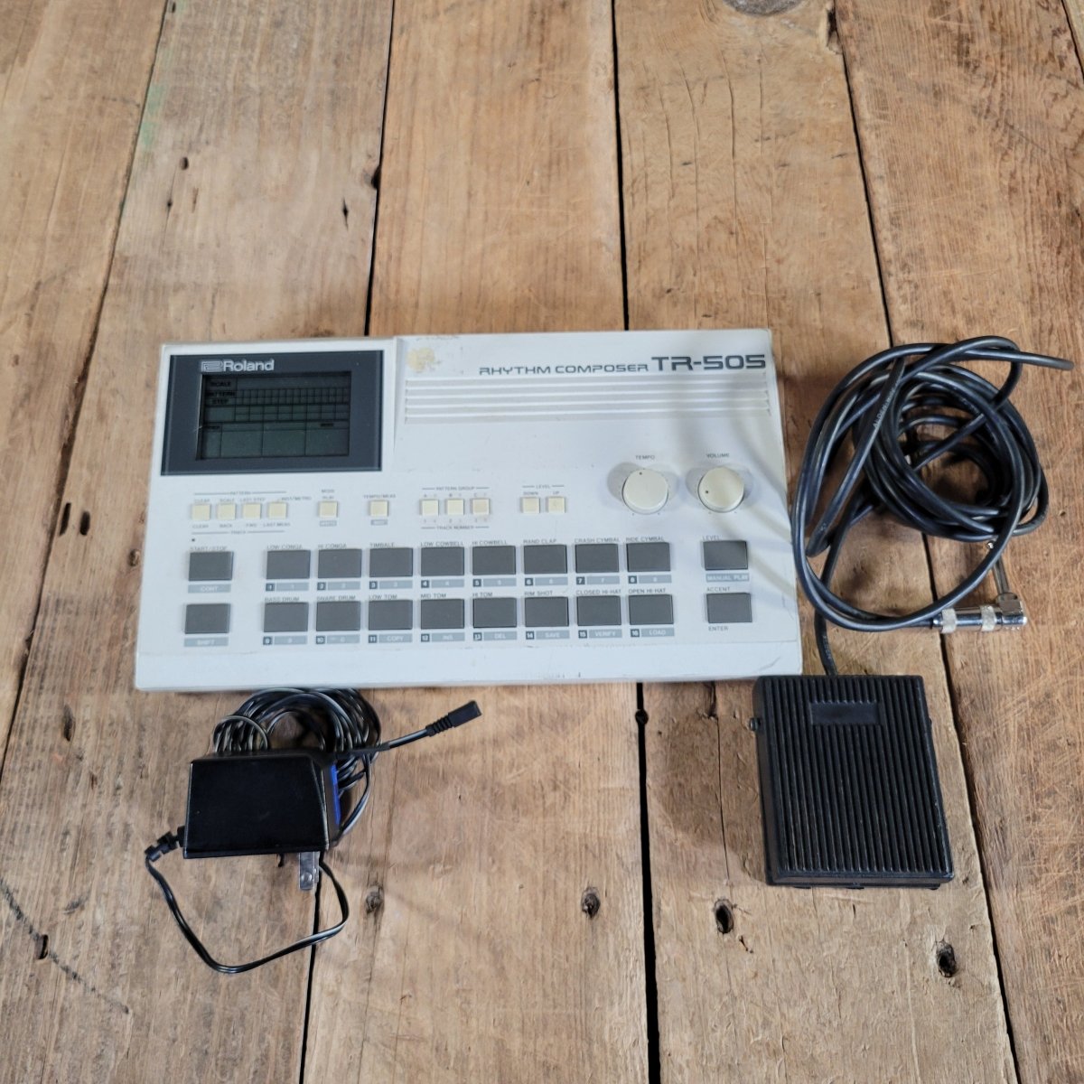 Roland 1986 TR-505 Rhythm Composer w/ power adaptor & Footswitch, good - Mahar's Vintage Guitars