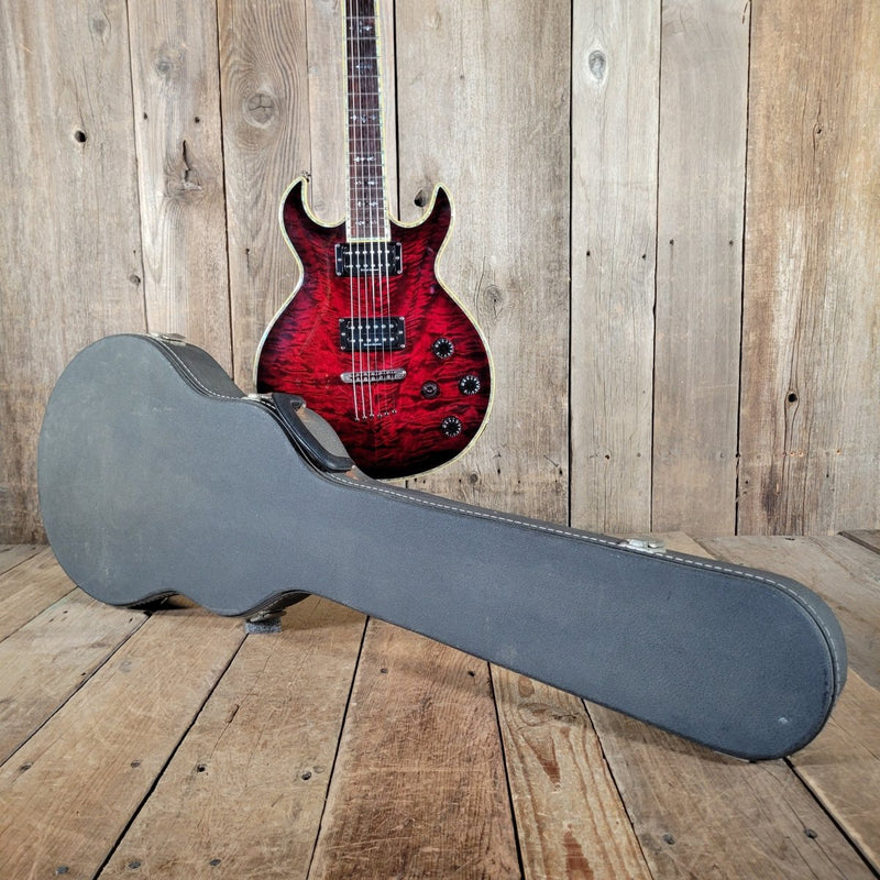 Schecter S - 1 Elite Double Cut 2003–2007 – Flame Top Black Cherry w/ Hard Case - Mahar's Vintage Guitars