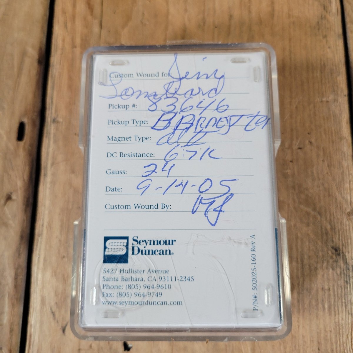 Seymour Duncan Custom Shop 2005 Alnico II Bridge Pickup — Hand - Wound - Mahar's Vintage Guitars