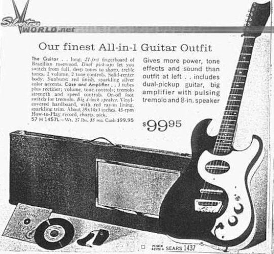 Silvertone 1964 Model 1457 With Tremolo Model Amp In Case - Mahar's Vintage Guitars