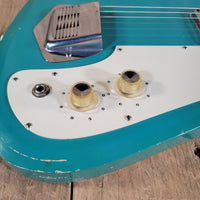 Silvertone 1965 1413L Turquoise Super Clean Perfect Neck w/ Orig Gig Bag - Mahar's Vintage Guitars