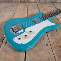 Silvertone 1965 1413L Turquoise Super Clean Perfect Neck w/ Orig Gig Bag - Mahar's Vintage Guitars