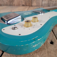 Silvertone 1965 1413L Turquoise Super Clean Perfect Neck w/ Orig Gig Bag - Mahar's Vintage Guitars