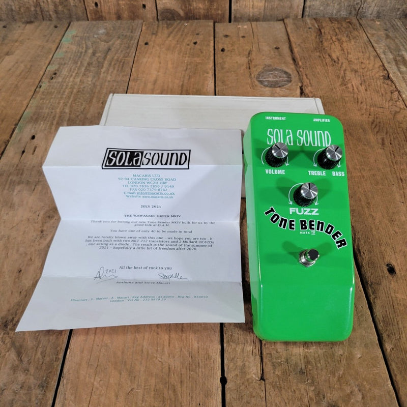 Sola Sound by D*A*M SS - 03 Tone Bender MKIV 2021 Kawasaki Green Serial 31 - Mahar's Vintage Guitars