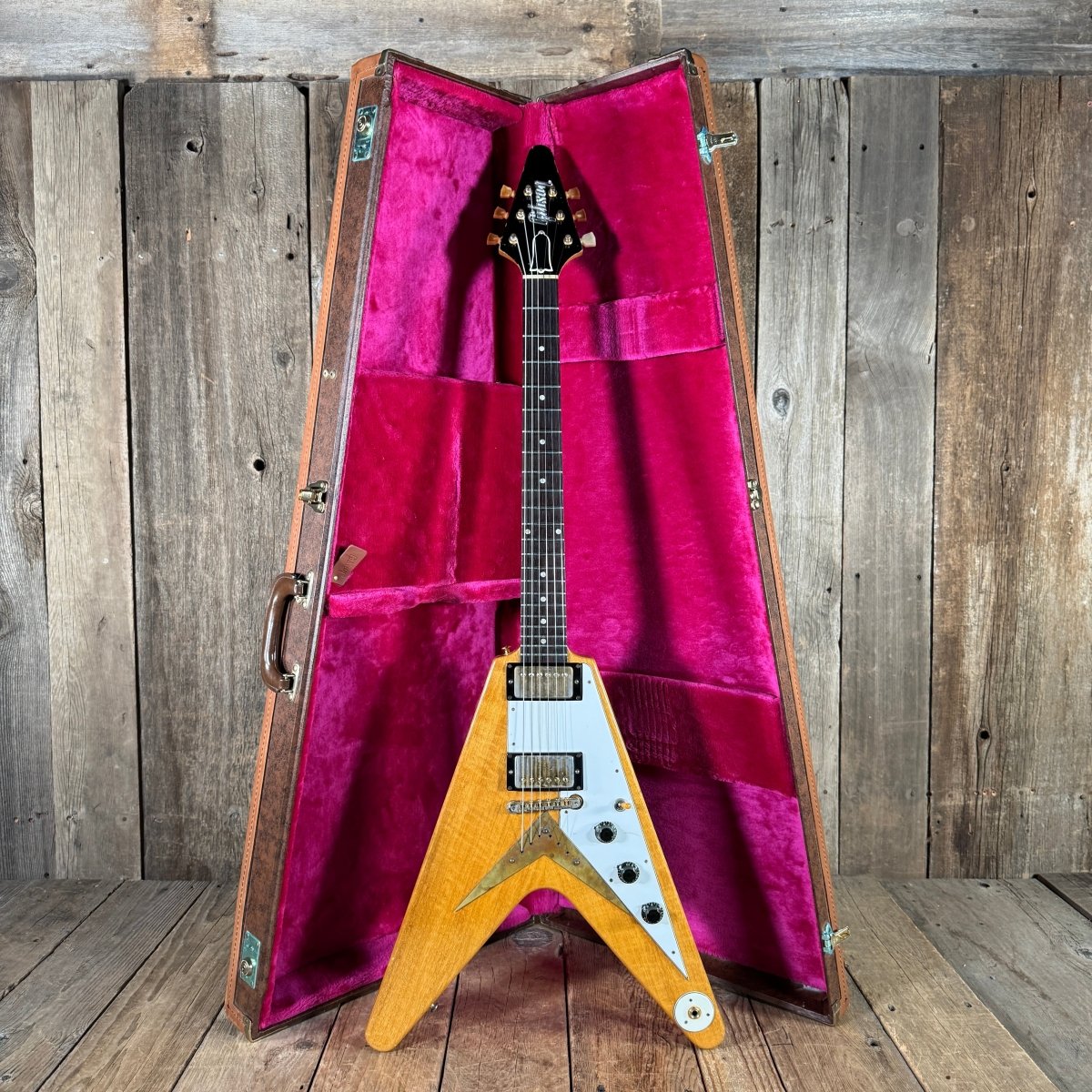 SOLD - Brian Monty 1958 Flying V replica Natural - Mahar's Vintage Guitars
